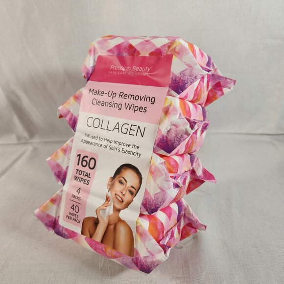 Precision Beauty Make-Up Removing Cleansing Wipes COLLAGEN 4 Packs = 160 - Picture 1 of 6
